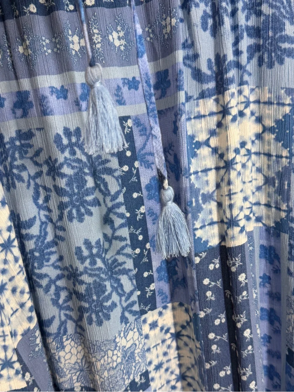 Frye Blue Patchwork Floral Maxi Skirt